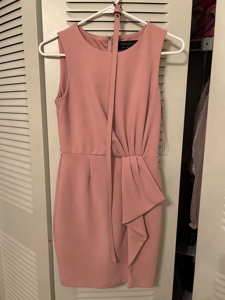 Paper Doll Dusty Rose Sleeveless Sheath Dress With Ruffle Detail